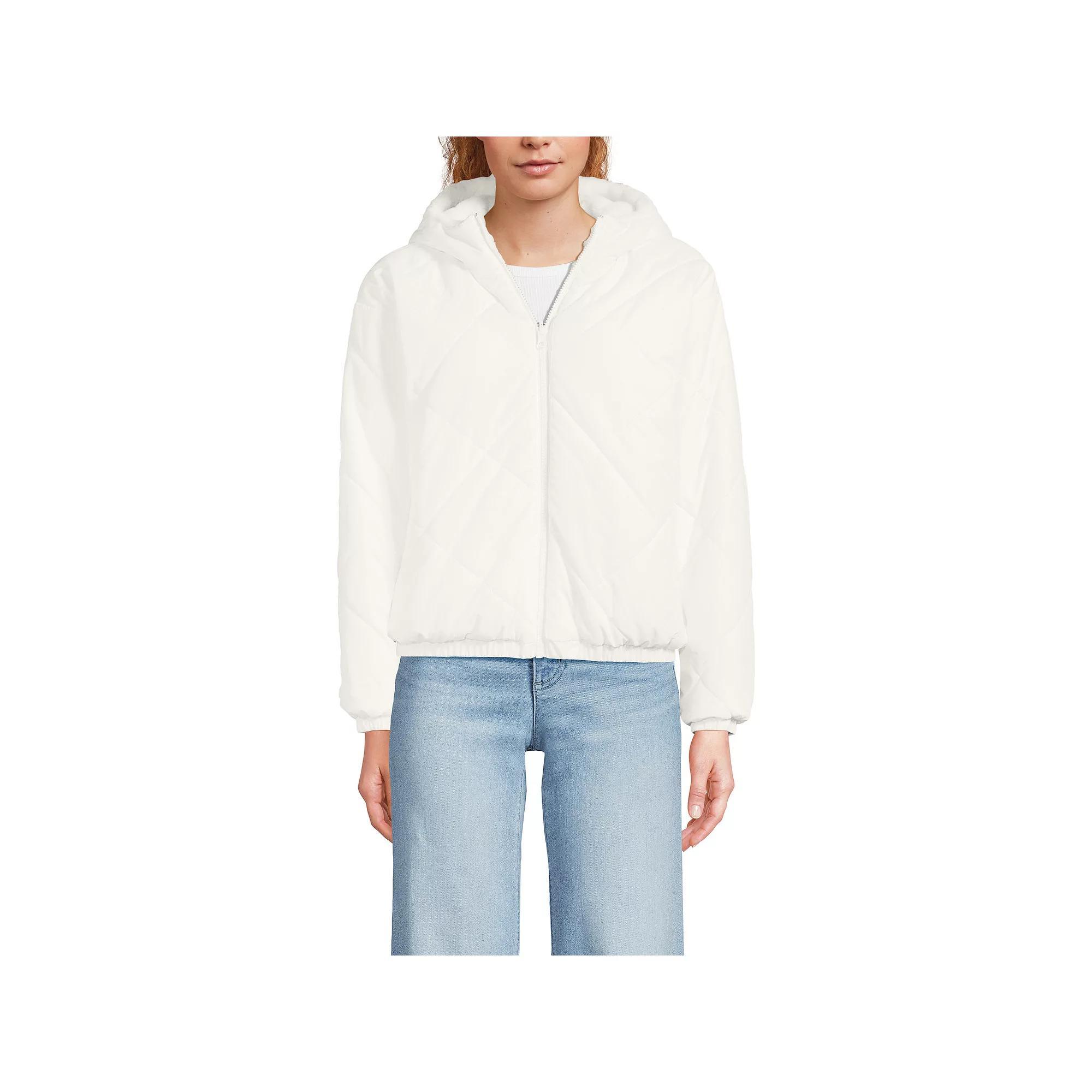 Women's Lands' End Diamond Reversible Insulated Jacket, Size: XL, Eggshell White Product Image