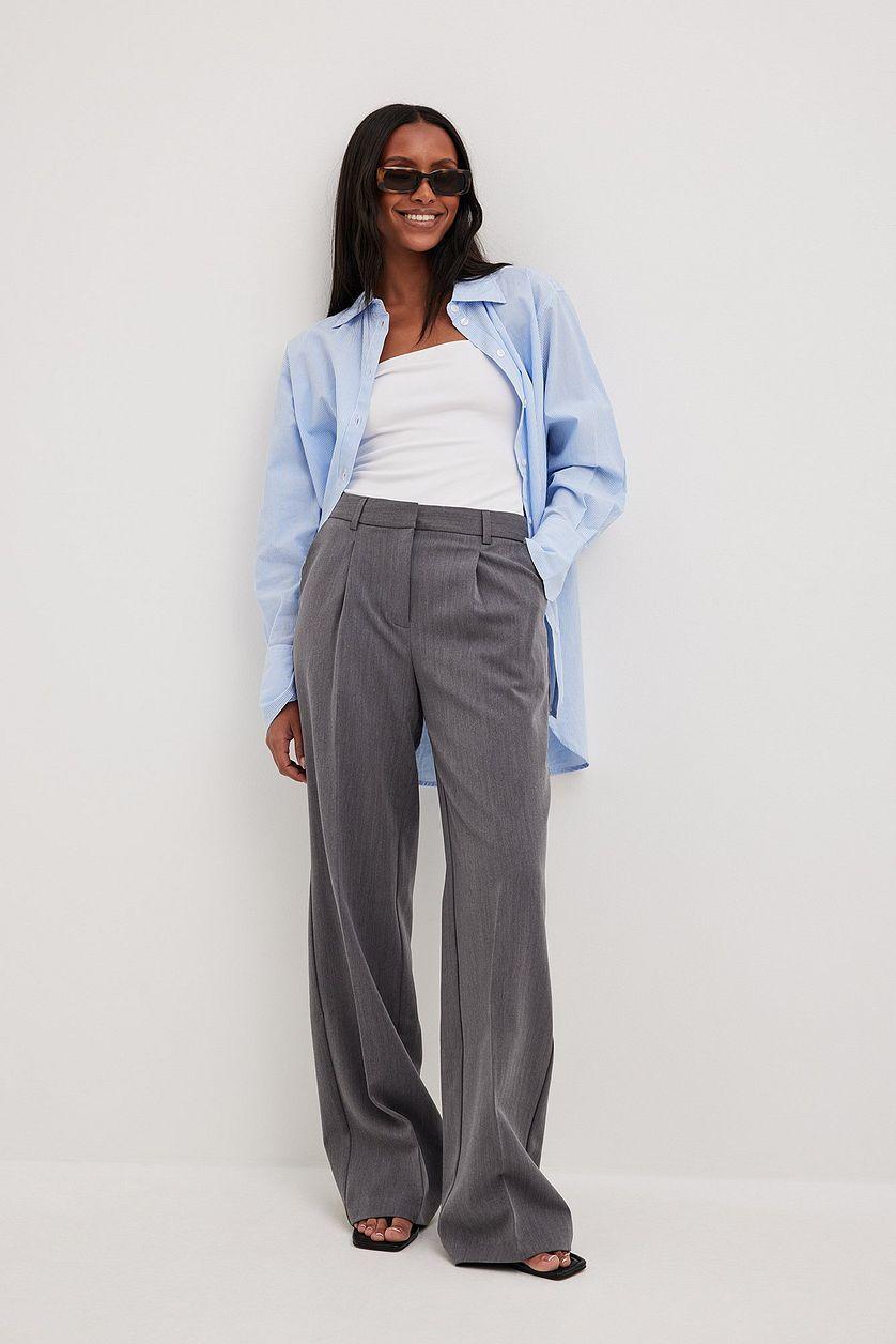 Wide Low Waist Suit Pants Product Image