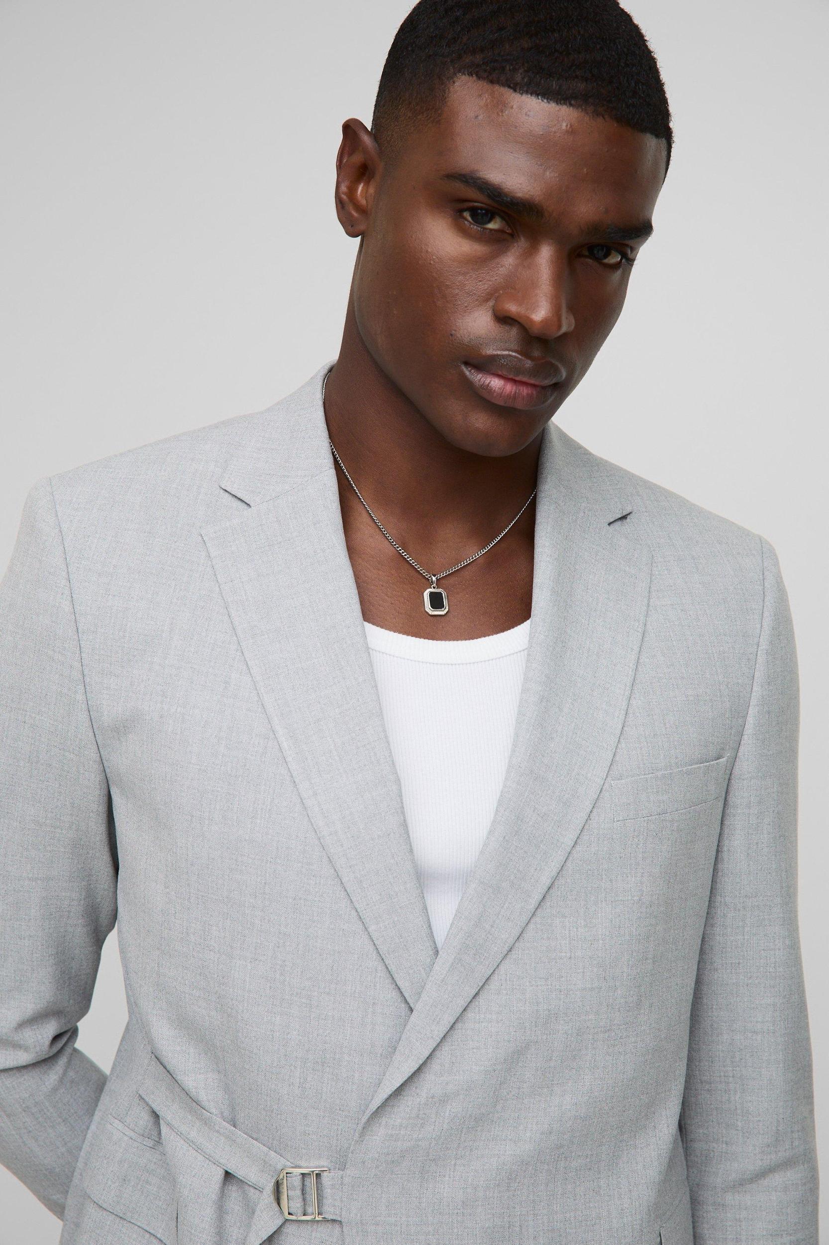Straight Fit Wrap Detail Suit Jacket | boohooMAN USA Product Image