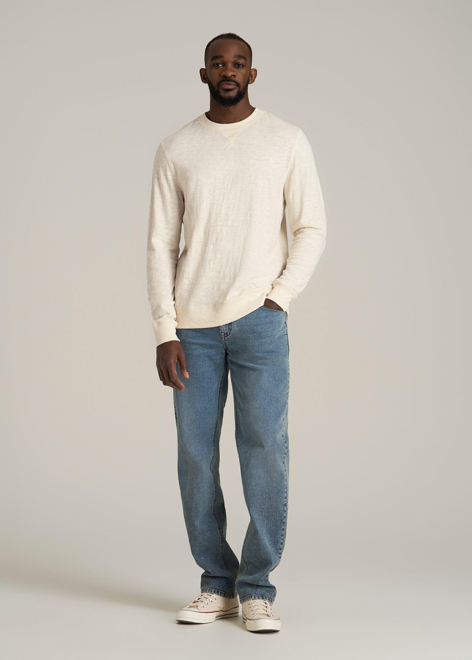 Sunwashed Slub Crewneck for Tall Men in Ivory White Product Image