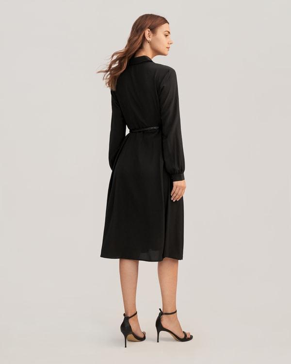 Women's Long Sleeve Retro Graceful Silk Dress Product Image