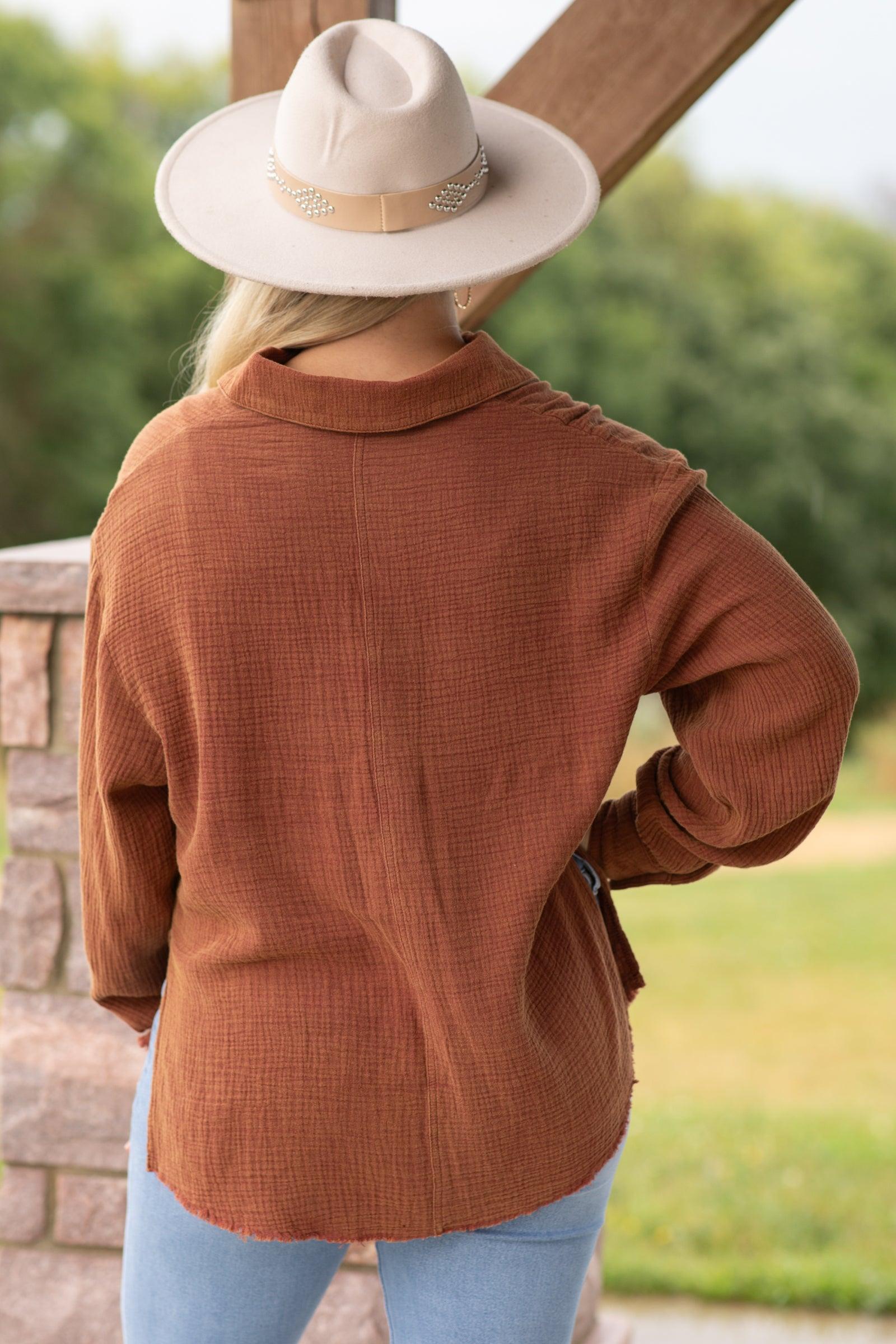 Gauze Button Down Woven Top Product Image