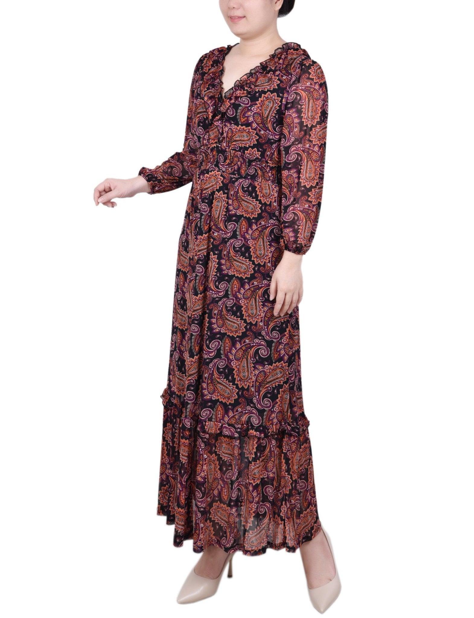 Long Sleeve Mesh Maxi Dress - Petite Product Image