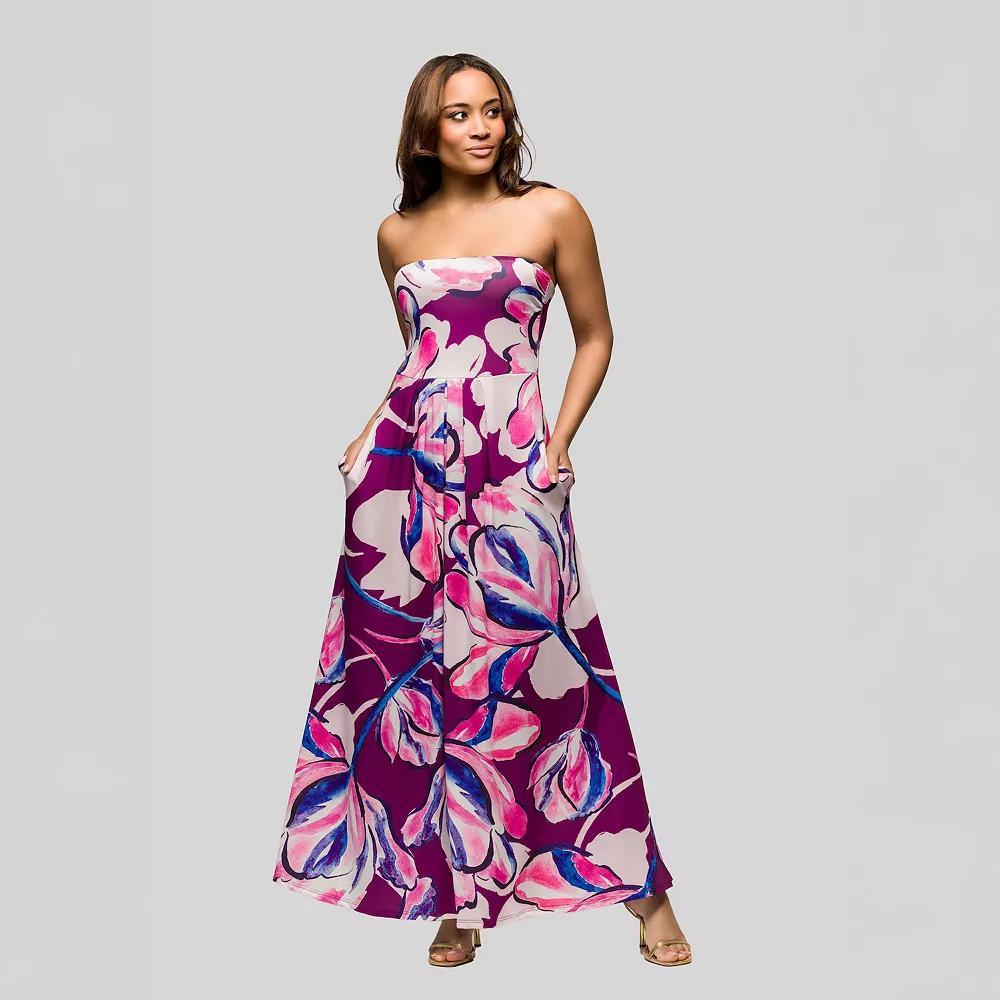 Women's 24Seven Comfort A-Line Strapless Maxi Dress, Size: Medium, White Team Product Image