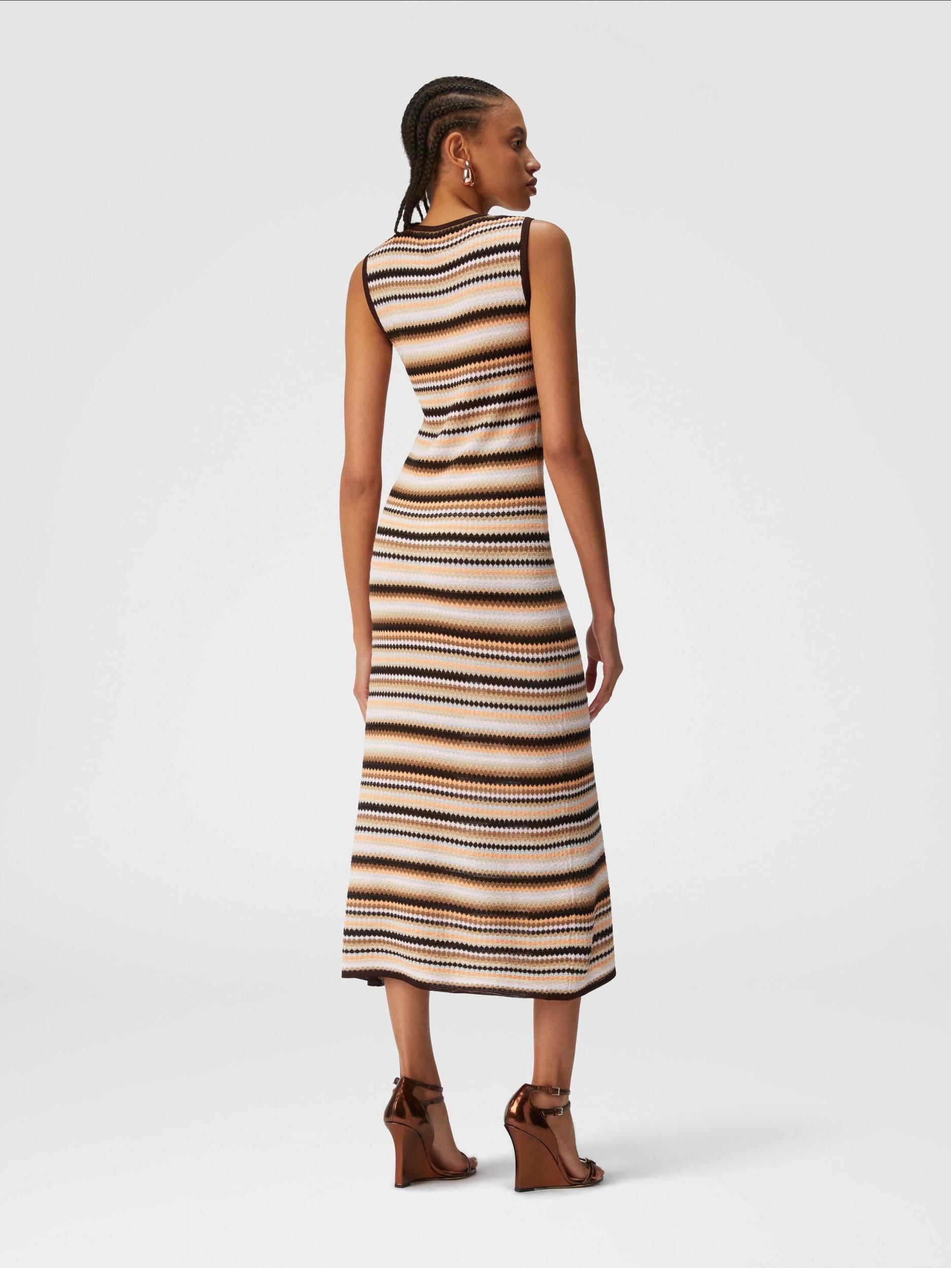 Sleeveless midi dress in striped wool and viscose Product Image