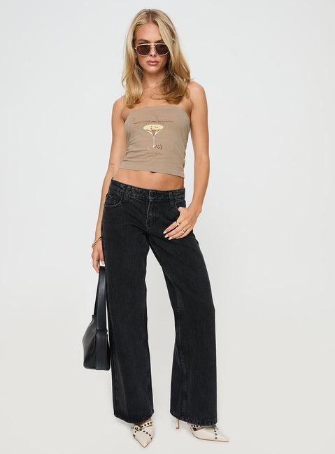 Ellanor Low Rise Straight Leg Jean Washed Black Product Image