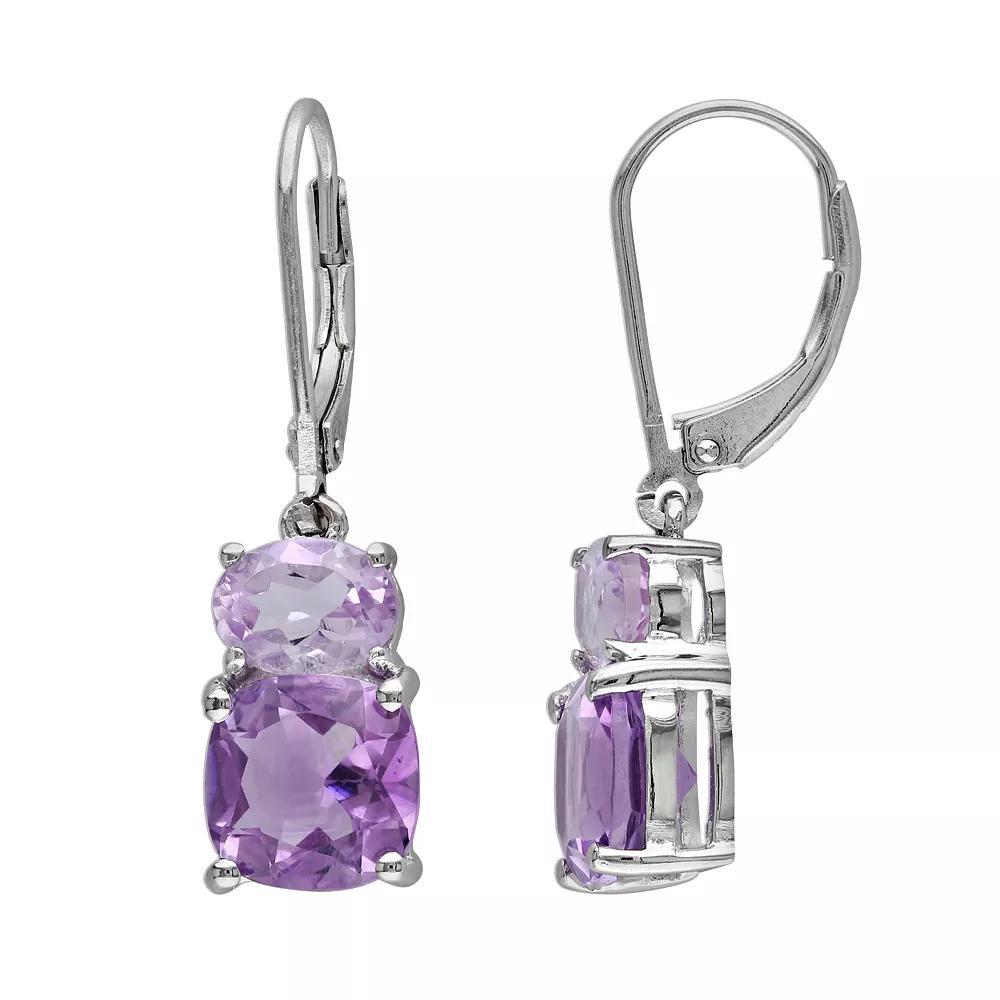 Stella Grace Sterling Silver Amethyst and Rose de France Drop Earrings, Womens, Purple Product Image