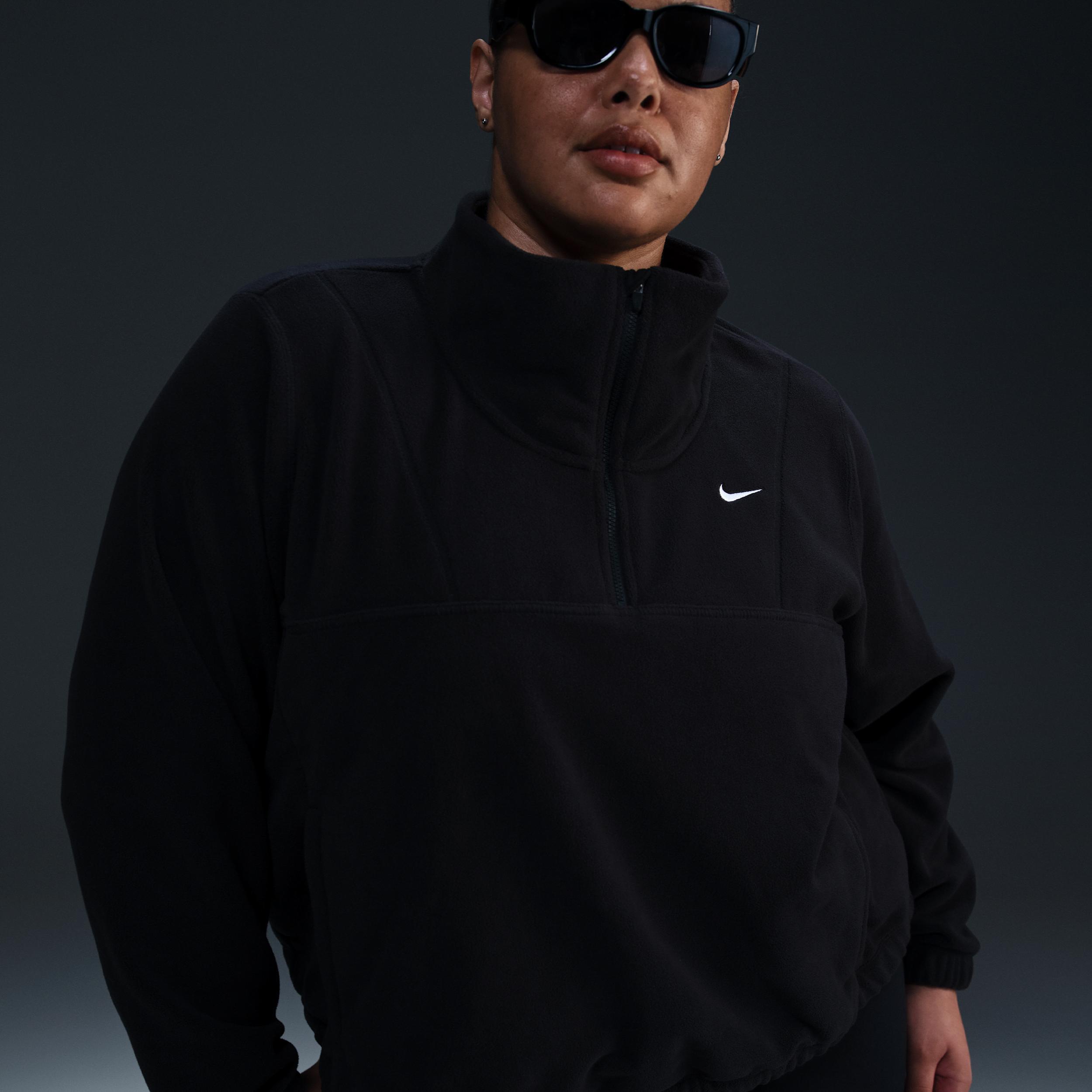 Plus Size Nike One Therma-FIT Oversized Half-Zip Fleece Top, Women's, Size: 0X, Black Product Image