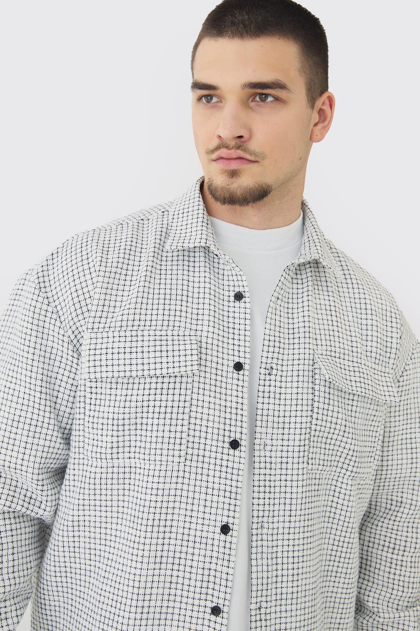 Tall Heavy Weight Boucle Shirt Jacket | boohooMAN USA Product Image
