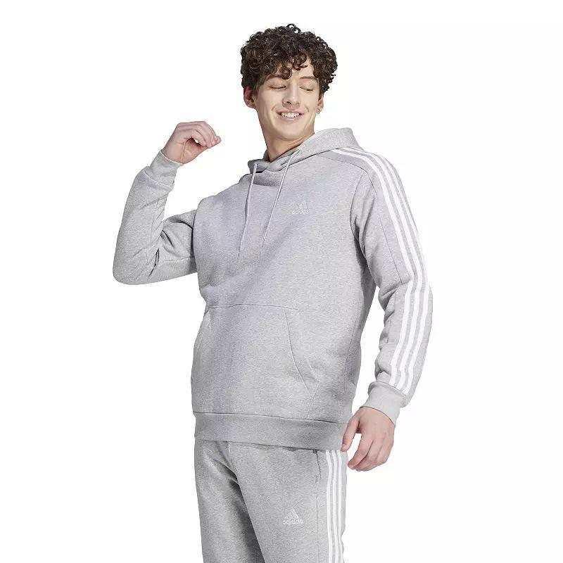 Mens adidas Essentials Fleece 3-Stripes Hoodie Medium Gray Grey Product Image