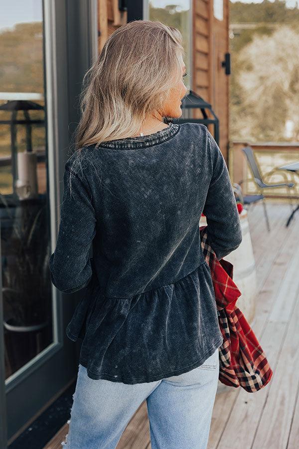 Harvest Cheer Vintage Wash Knit Top in Black Product Image