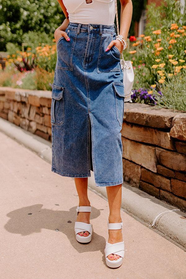 The Ahna High Waist Denim Skirt Product Image