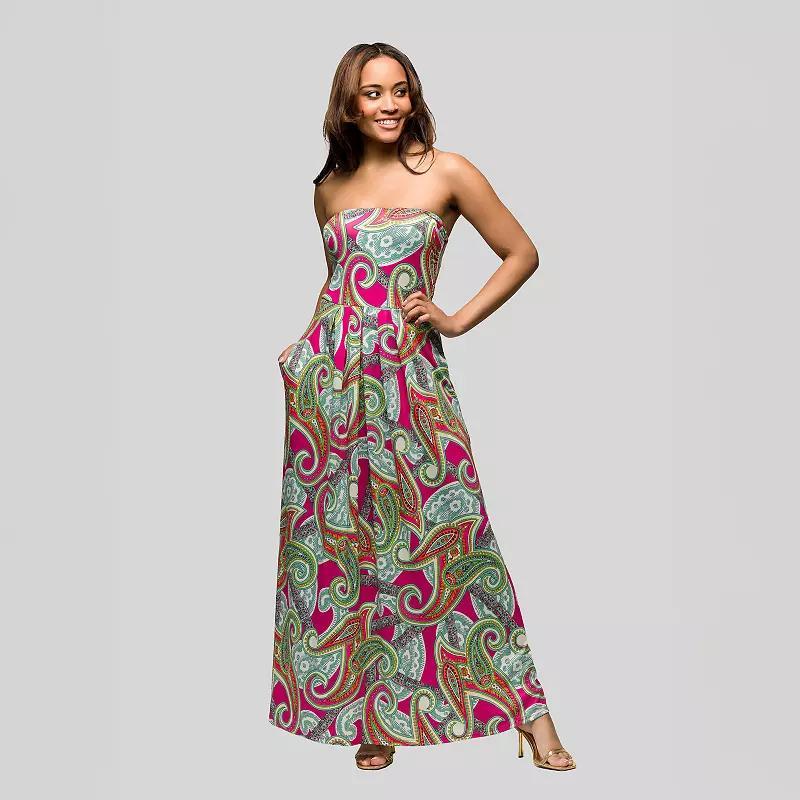 Women's 24Seven Comfort A-Line Strapless Maxi Dress, Size: 1XL, Pink Team Product Image