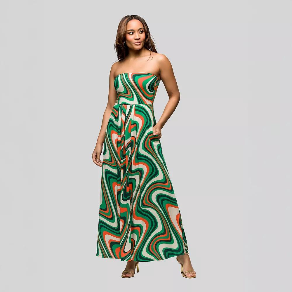 Women's 24Seven Comfort A-Line Strapless Maxi Dress, Size: XL, Green Team Product Image