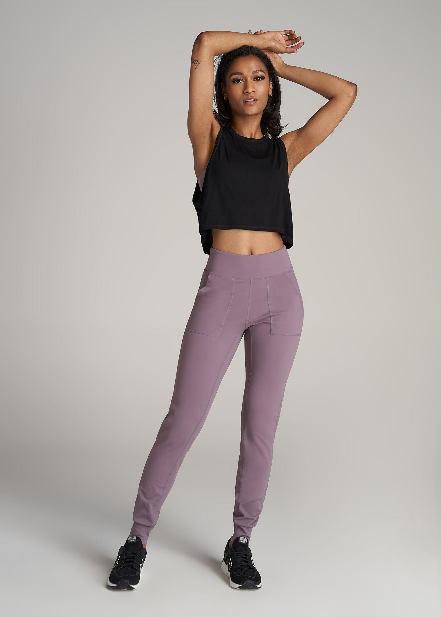 Athletic Cropped Muscle Tank Top for Tall Women in Black Product Image