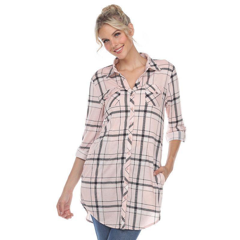 White Mark Womens Plaid Tunic Top Shirt Product Image