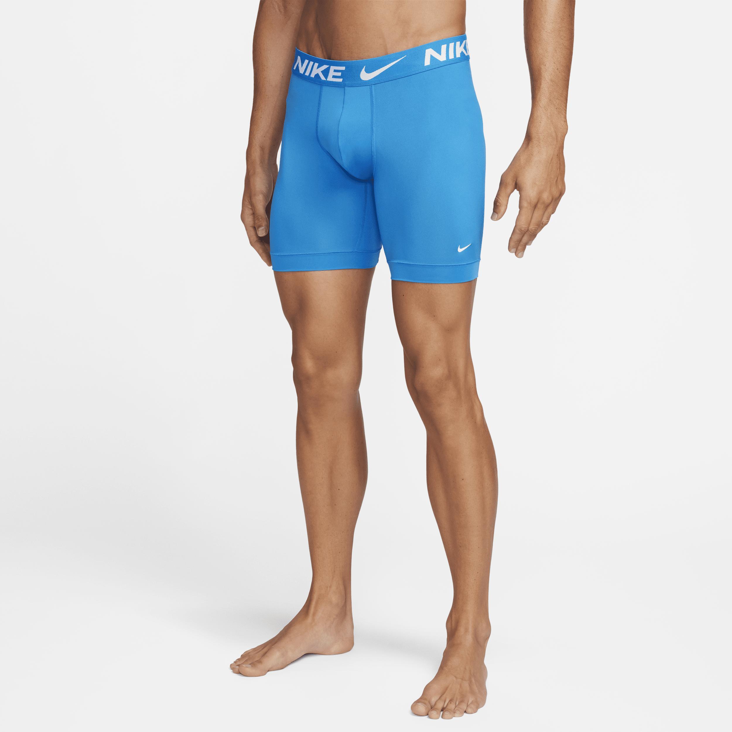 Men's Nike Dri-FIT Essential 3-pack Microfiber Long-Leg Boxer Briefs, Size: Medium, Black Product Image