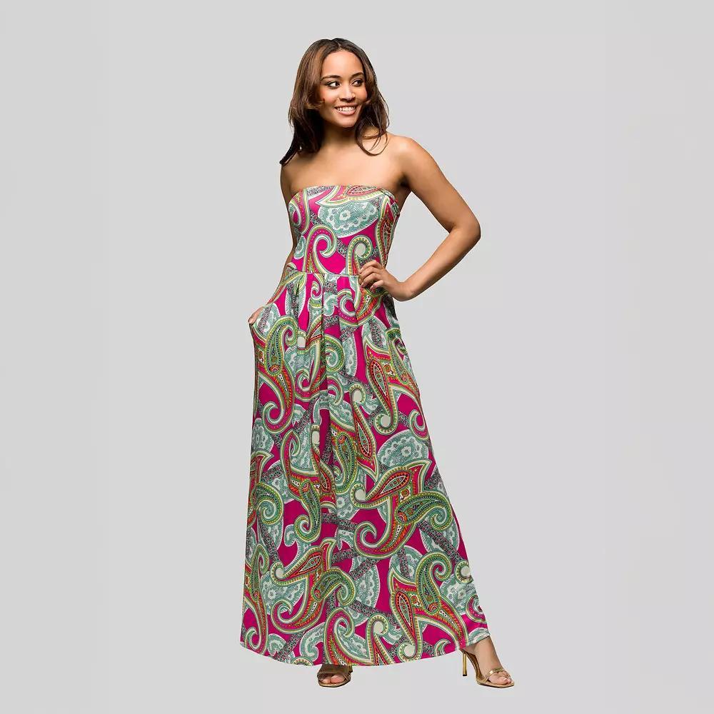 Women's 24Seven Comfort A-Line Strapless Maxi Dress, Size: 1XL, Pink Team Product Image