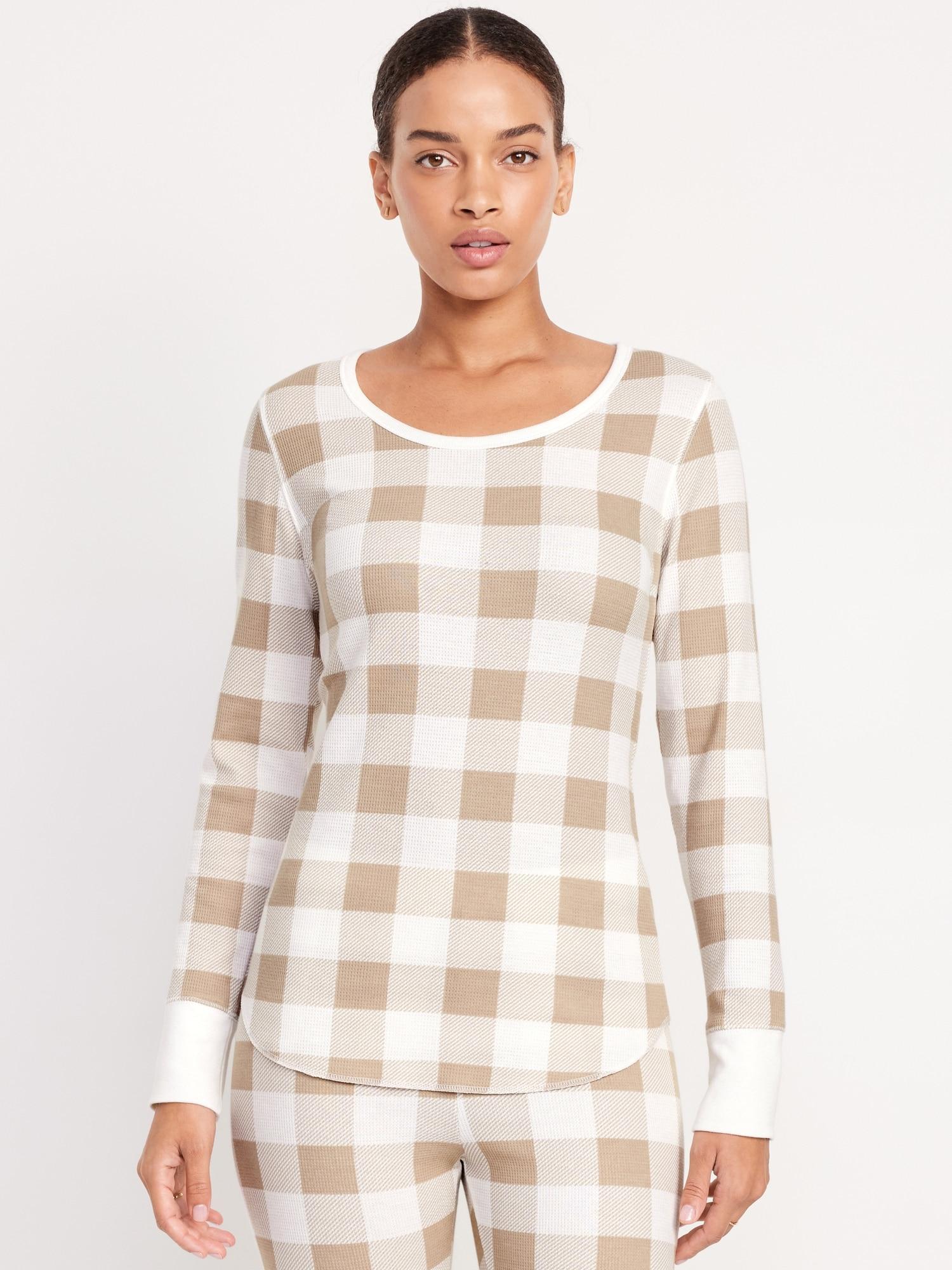 Printed Waffle Pajama Top for Women Product Image