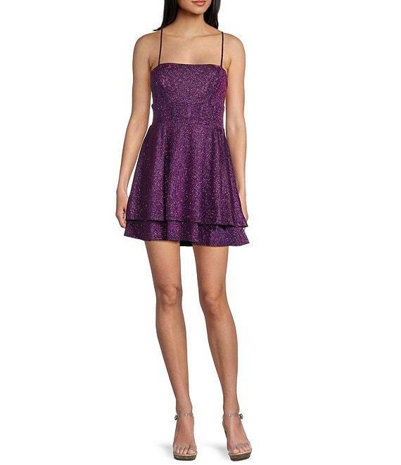 City Vibe Square Neck Layered Skater Dress Product Image