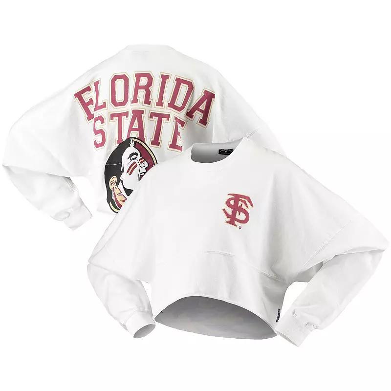 Women's White Florida State Seminoles Raw Hem Cropped Spirit Jersey Long Sleeve T-Shirt, Size: 2XL Product Image