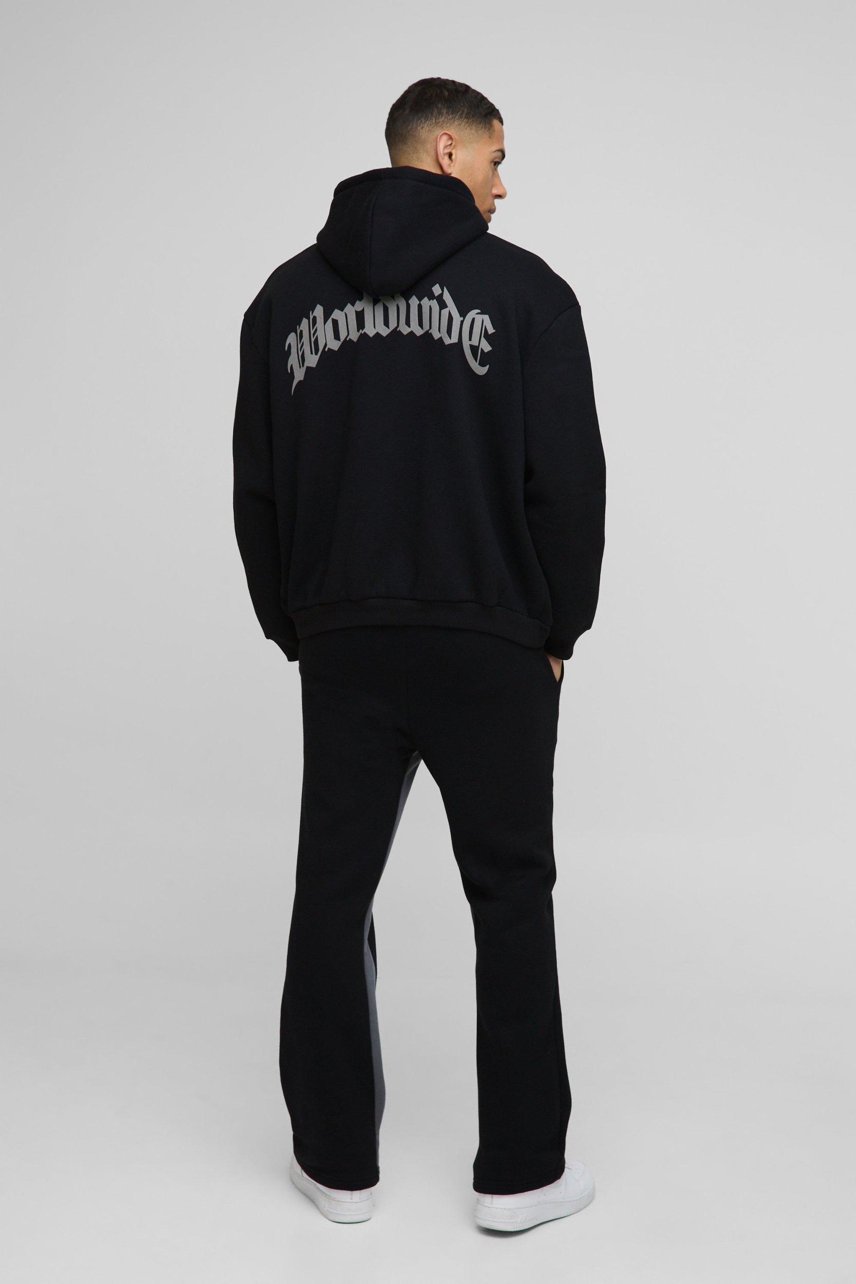 Oversized Worldwide Cross Zip Hooded Tracksuit | boohooMAN USA Product Image