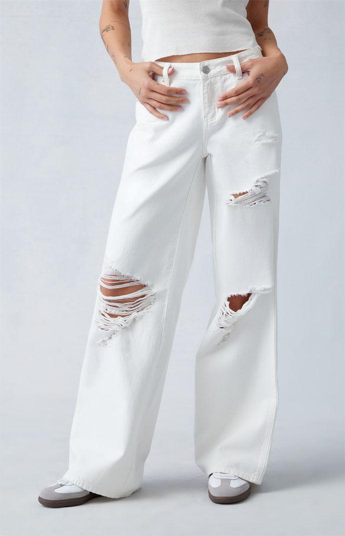 Womens Eco Ripped Low Rise Baggy Jeans - Product Image