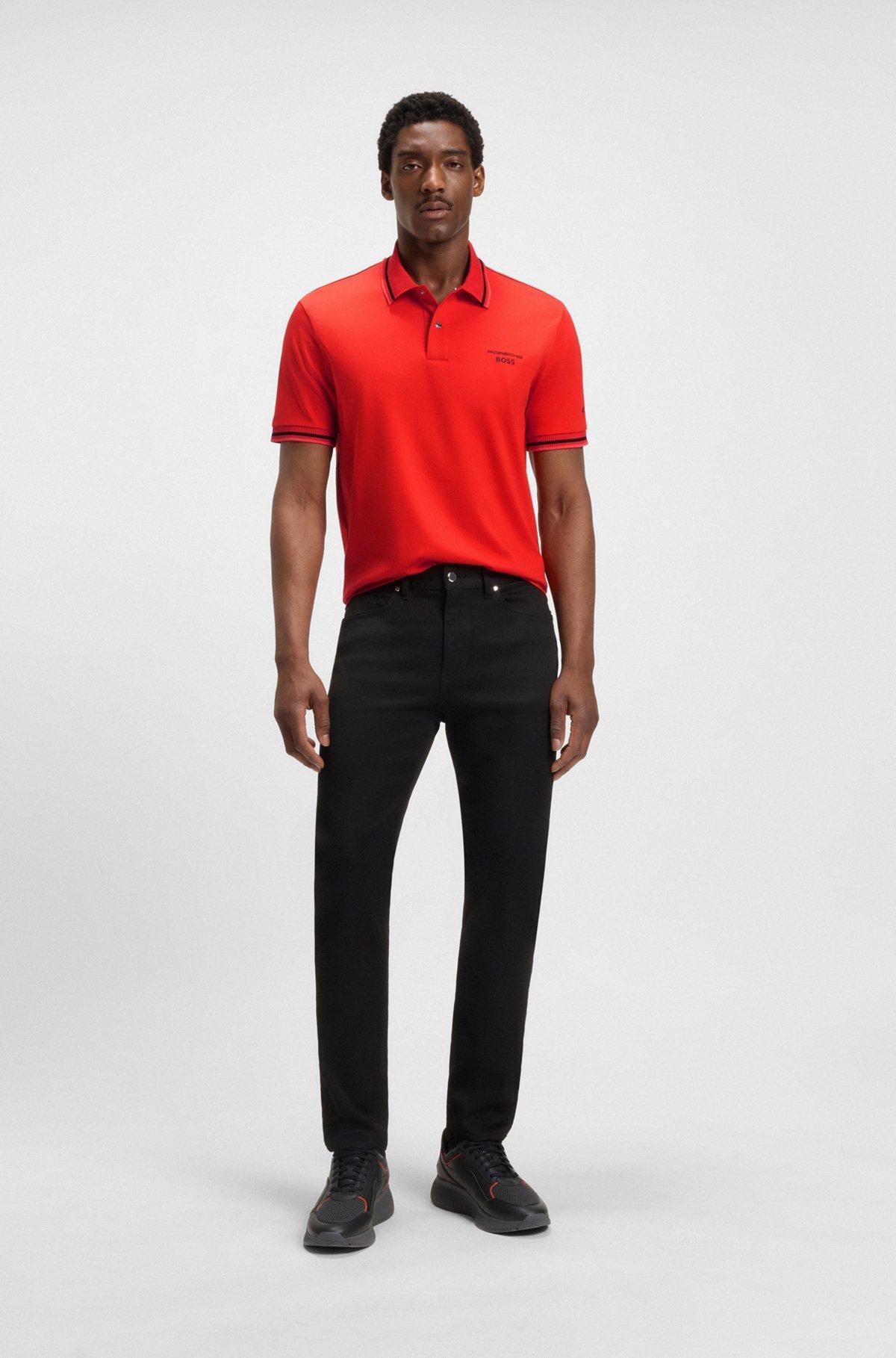 BOSS - Porsche x BOSS polo shirt in cotton with moisture control - Dark Orange Product Image