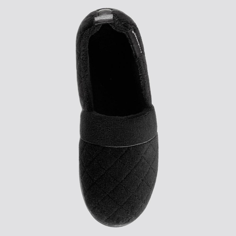 Isotoner Womens Diamond Quilted Microterry Closed-Back Slippers - Black Product Image
