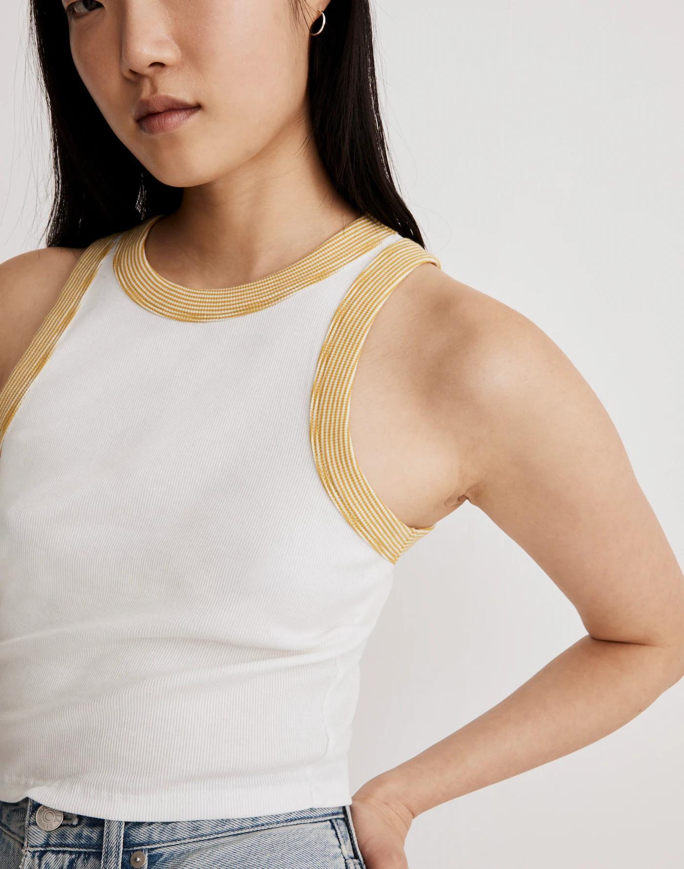 Supima® Rib Cutaway Crop Tank Product Image