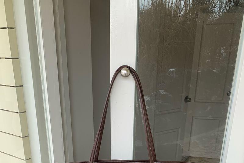 Plain Faux Leather Tote Bag Product Image