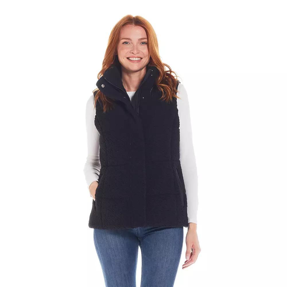Women's Weathercast Sherpa Puffer Vest, Size: Medium, Black Product Image