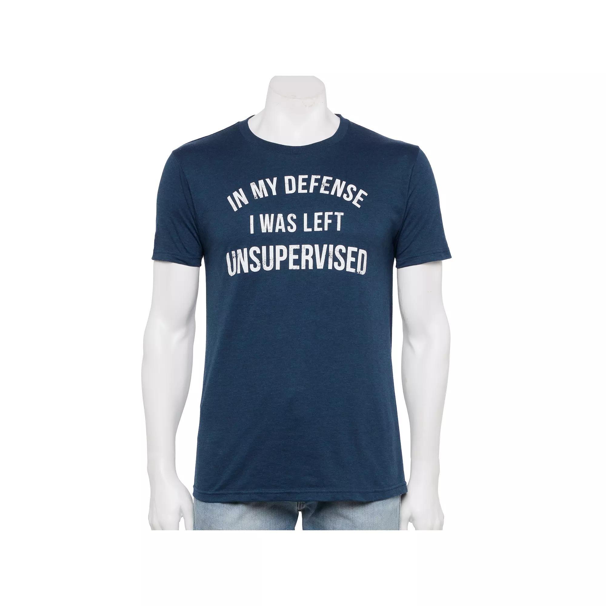 Men's In My Defense I Was Left Unsupervised Tee, Size: XXL, Blue Hthr Product Image