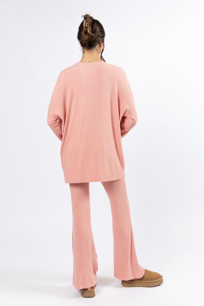 The Perfect Coral Brushed Rib Flare Pants Set SALE Product Image