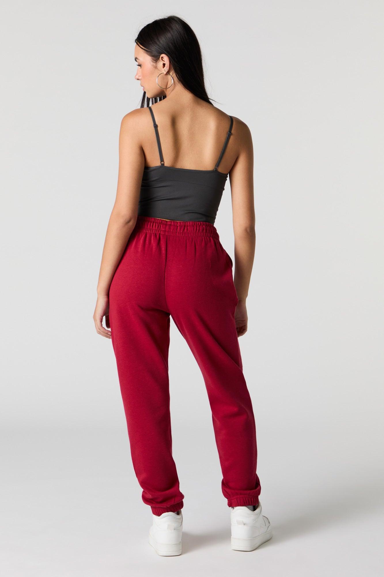 High Rise Solid Fleece Jogger Female Product Image