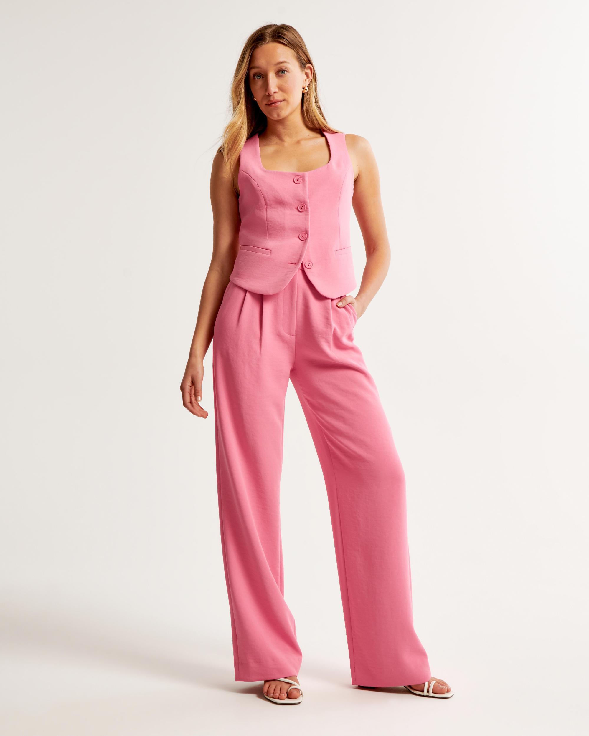 The A&F Mara Premium Crepe Vest Squareneck Set Top Product Image