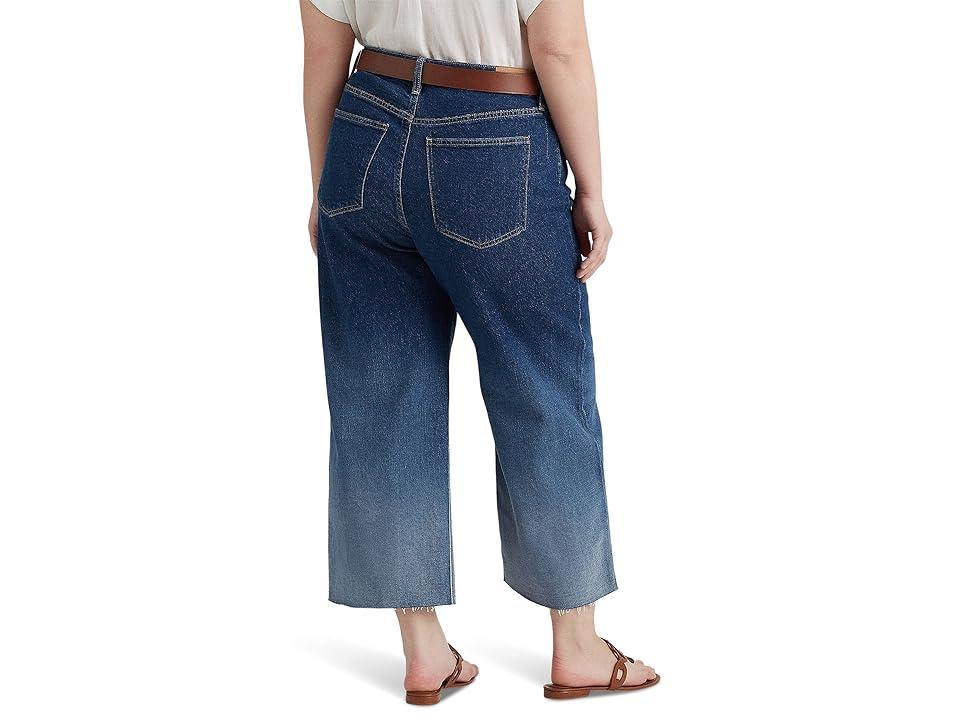 Lauren Ralph Lauren Plus Size Ombre High-Rise Wide-Leg Cropped Jeans in Ombre Canyon Wash (Ombre Canyon Wash) Women's Jeans Product Image
