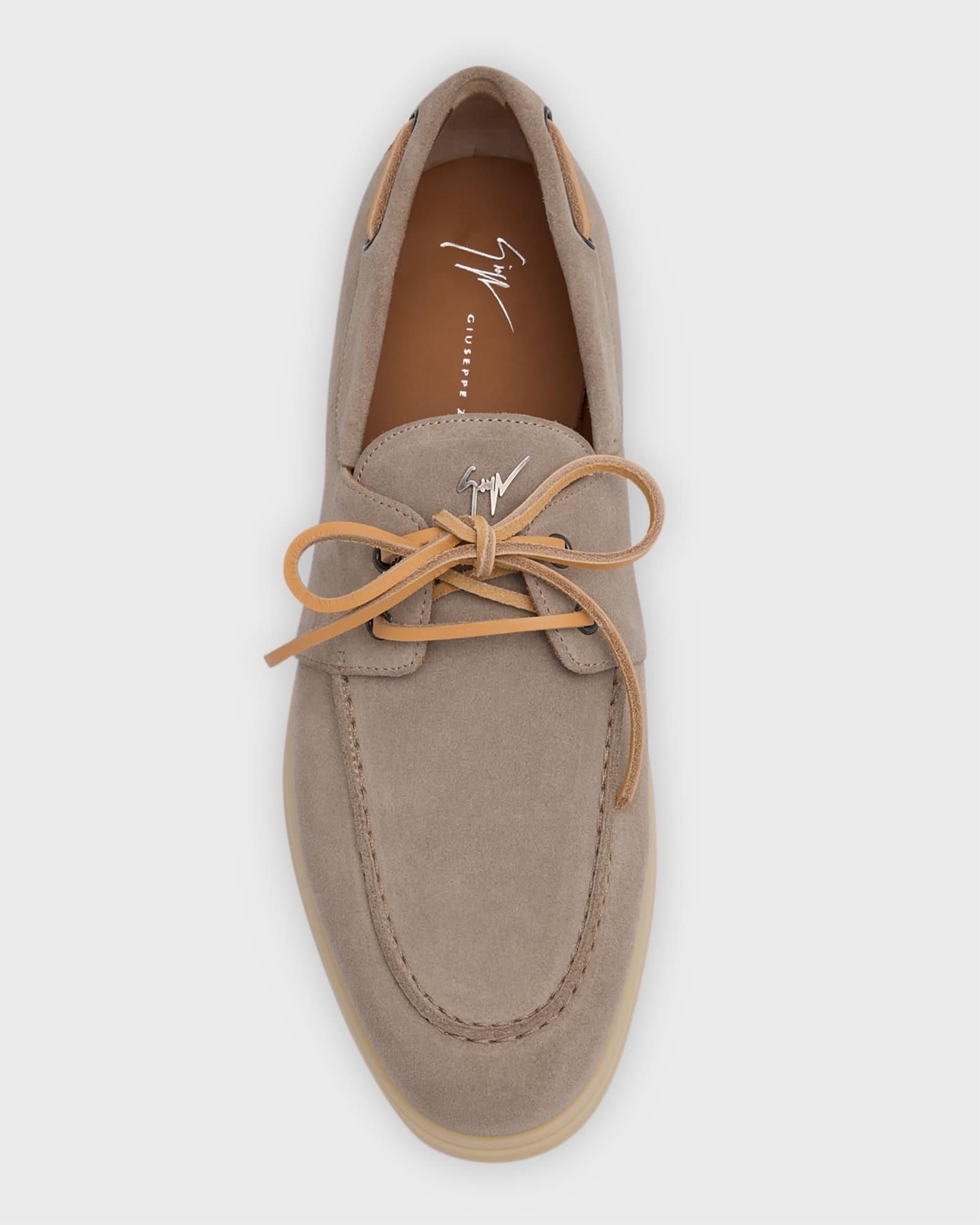 Men's Suede Metal Logo Boat Shoes Product Image