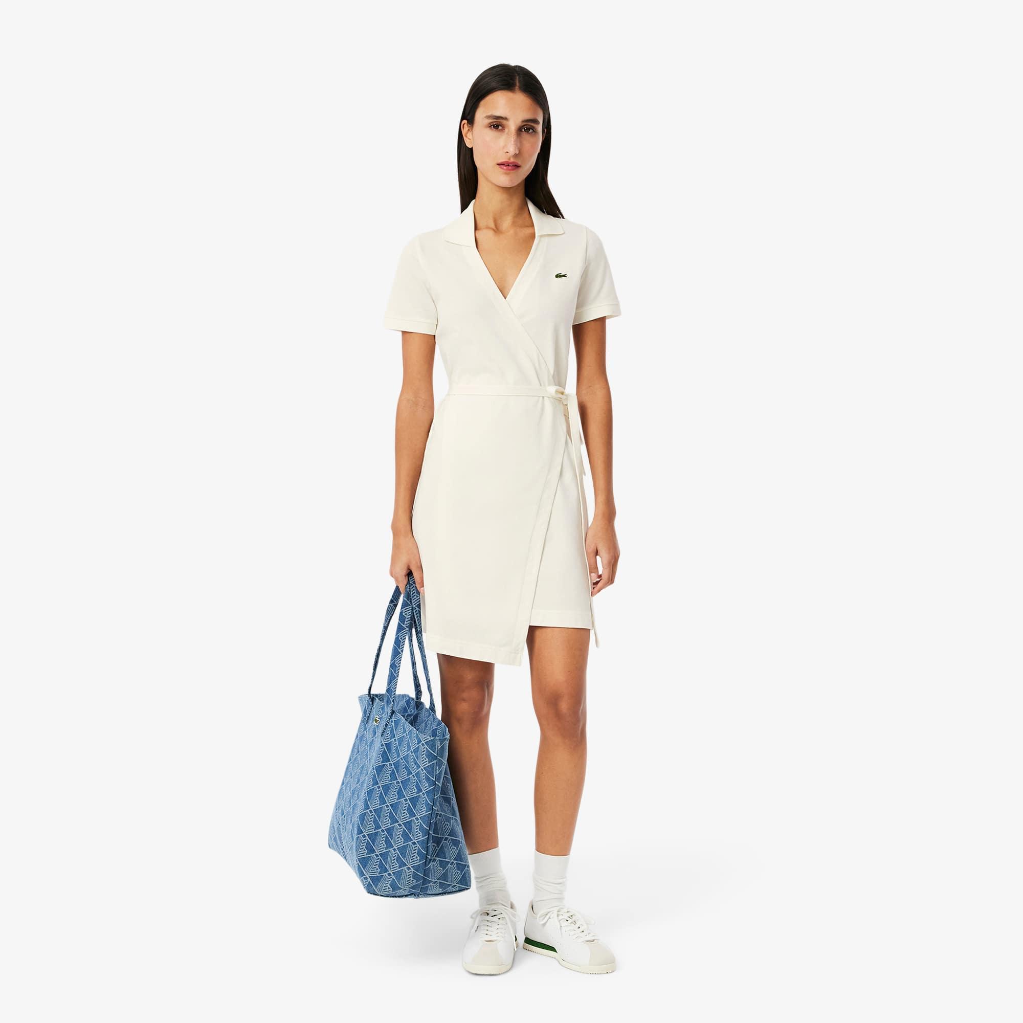 Women's Stretch Mini Piqué Wrap Dress Product Image