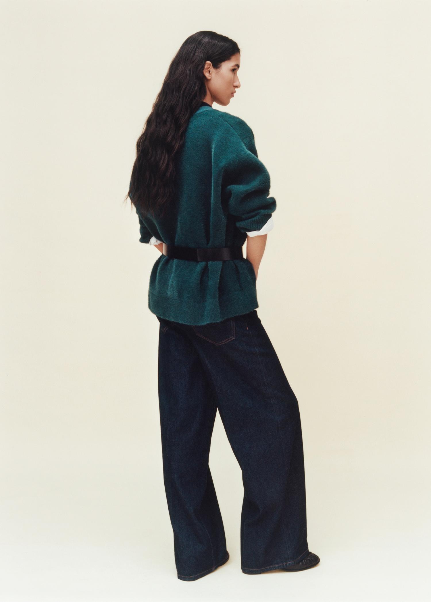 Fur-effect knitted cardigan - Women | MANGO USA Product Image