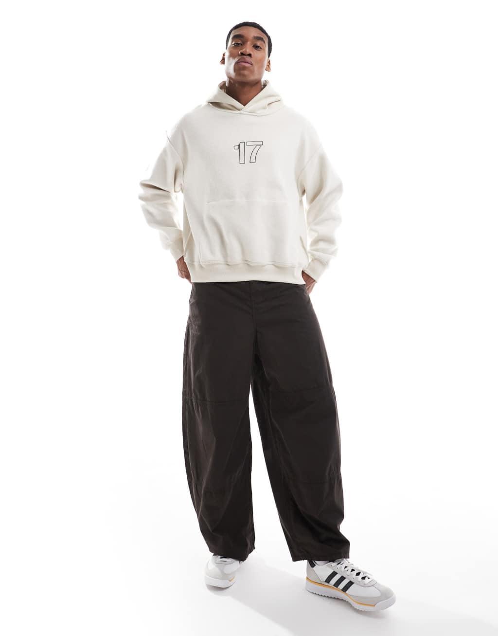 Bershka relentless back graphic hoodie in chocolate  Product Image
