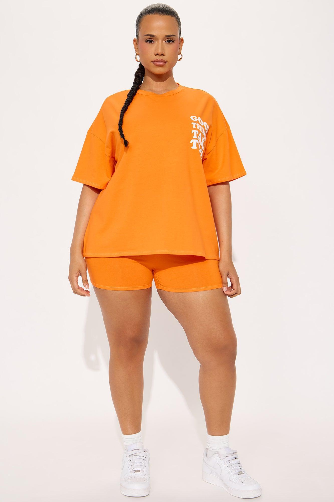 Good Things Take Time Biker Short Set - Orange Product Image
