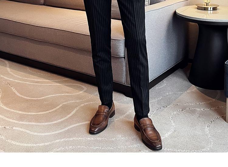 Set: Peak Lapel Striped Double-Breasted Blazer + Mid Rise Cropped Straight Leg Dress Pants + V-Neck Vest Product Image