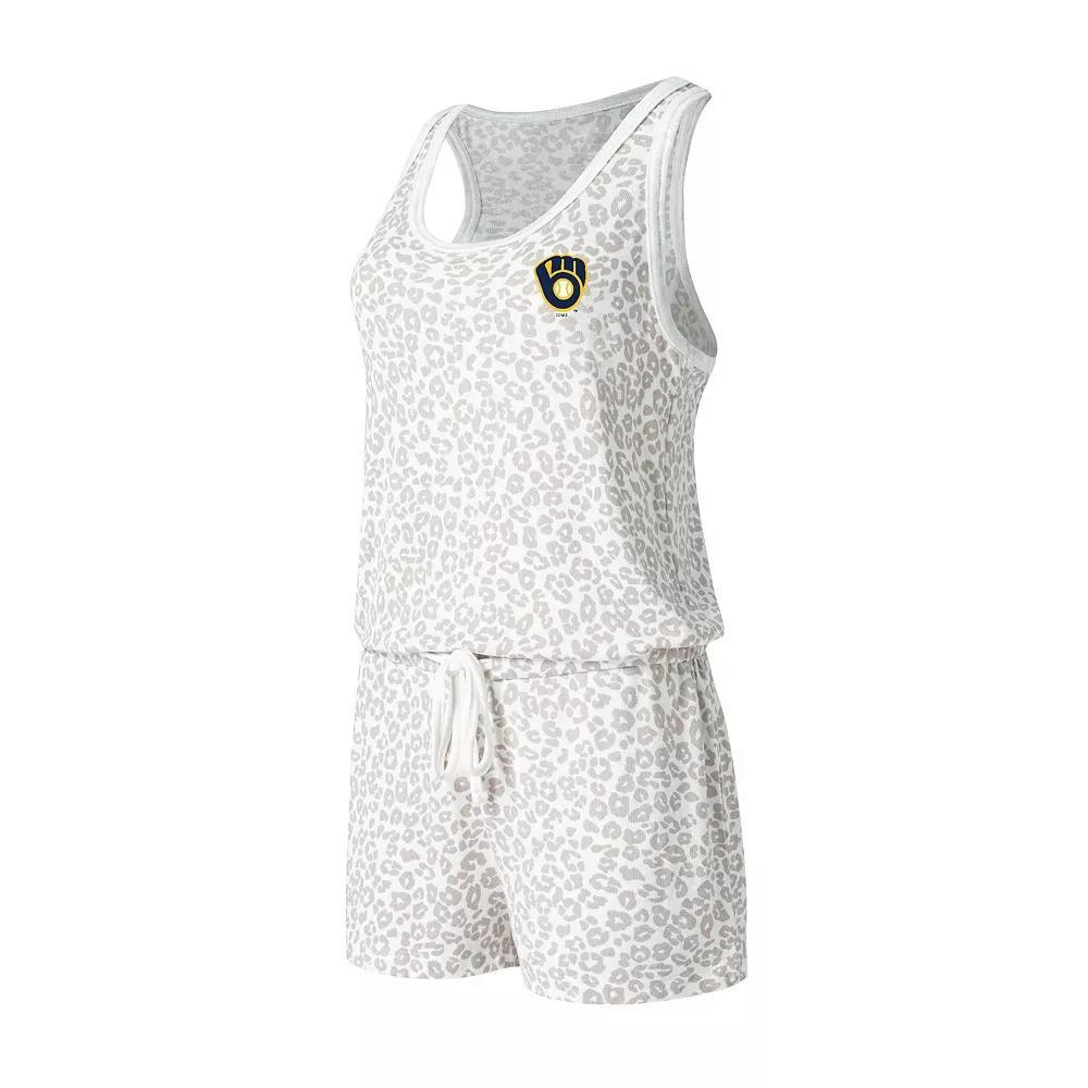 Women's Concepts Sport Cream Milwaukee Brewers Montana Hacci Knit Romper, Size: 3XL, Beige Product Image