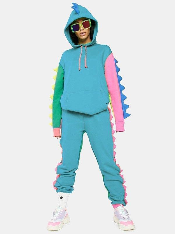Dinosaur Decor Tracksuit Two-Piece Outfit Product Image