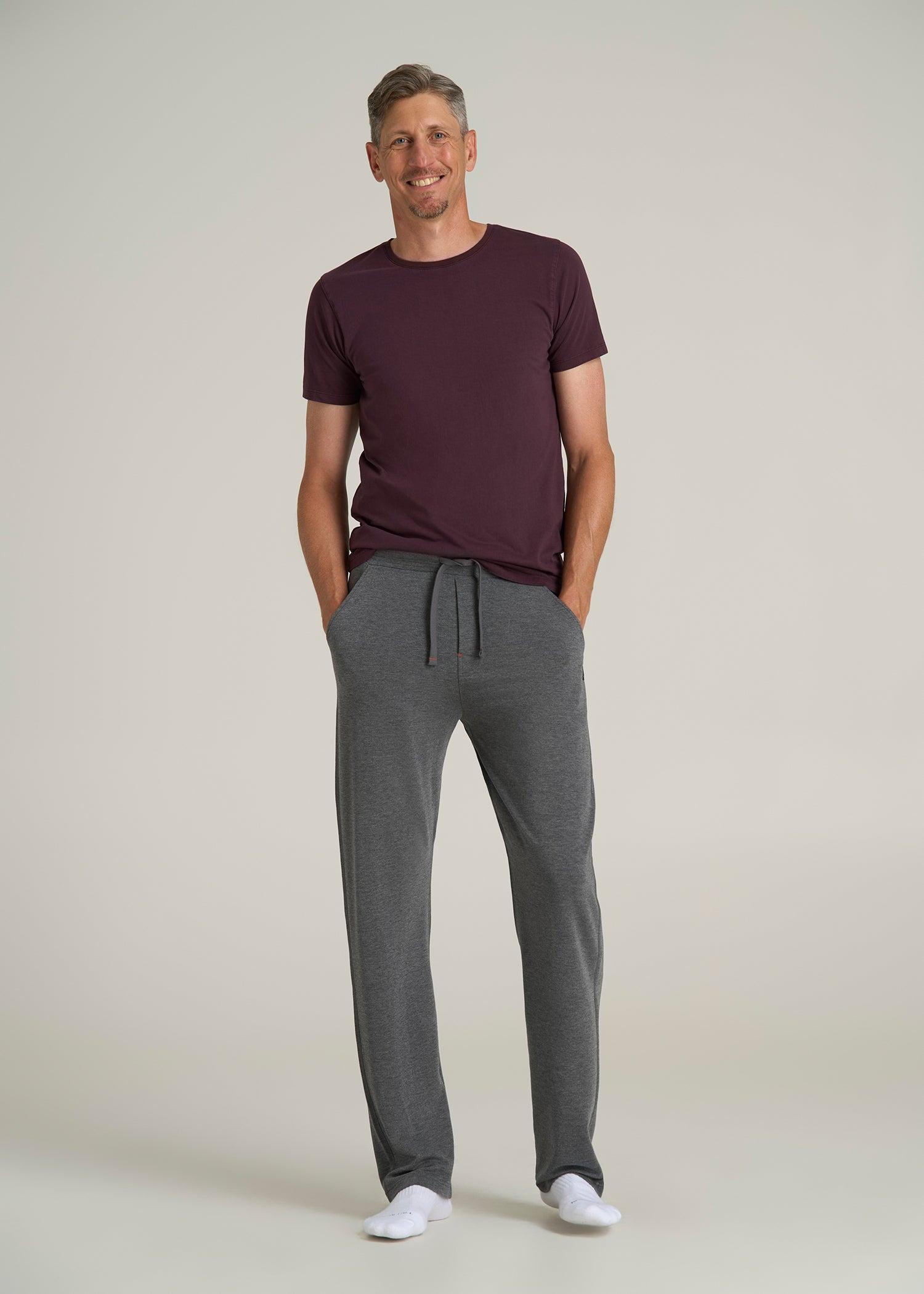 Open-Bottom Tall Men's Pajama Pants in Charcoal Mix Product Image