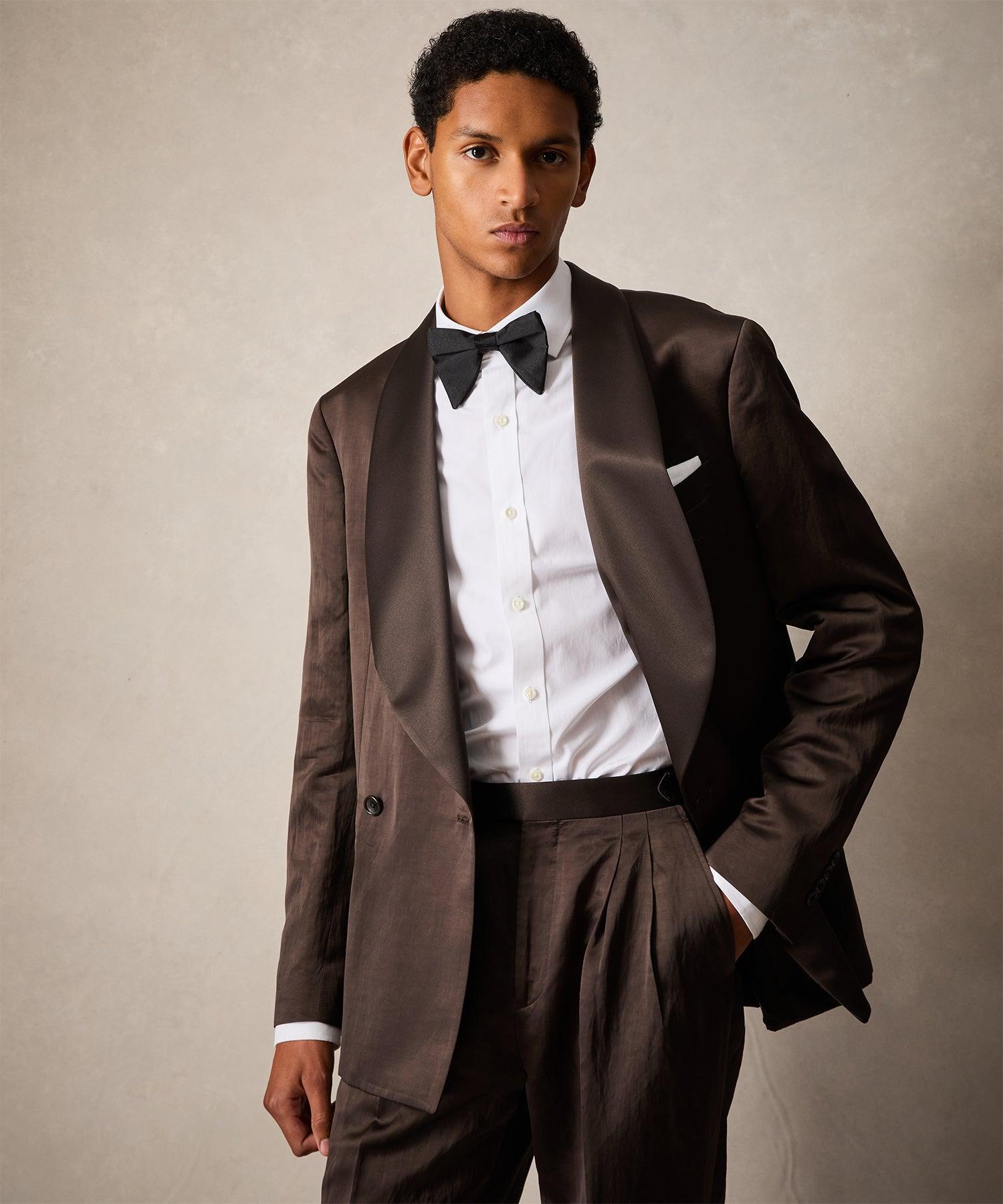 Italian Double-Breasted Shawl Tuxedo in Brown Product Image