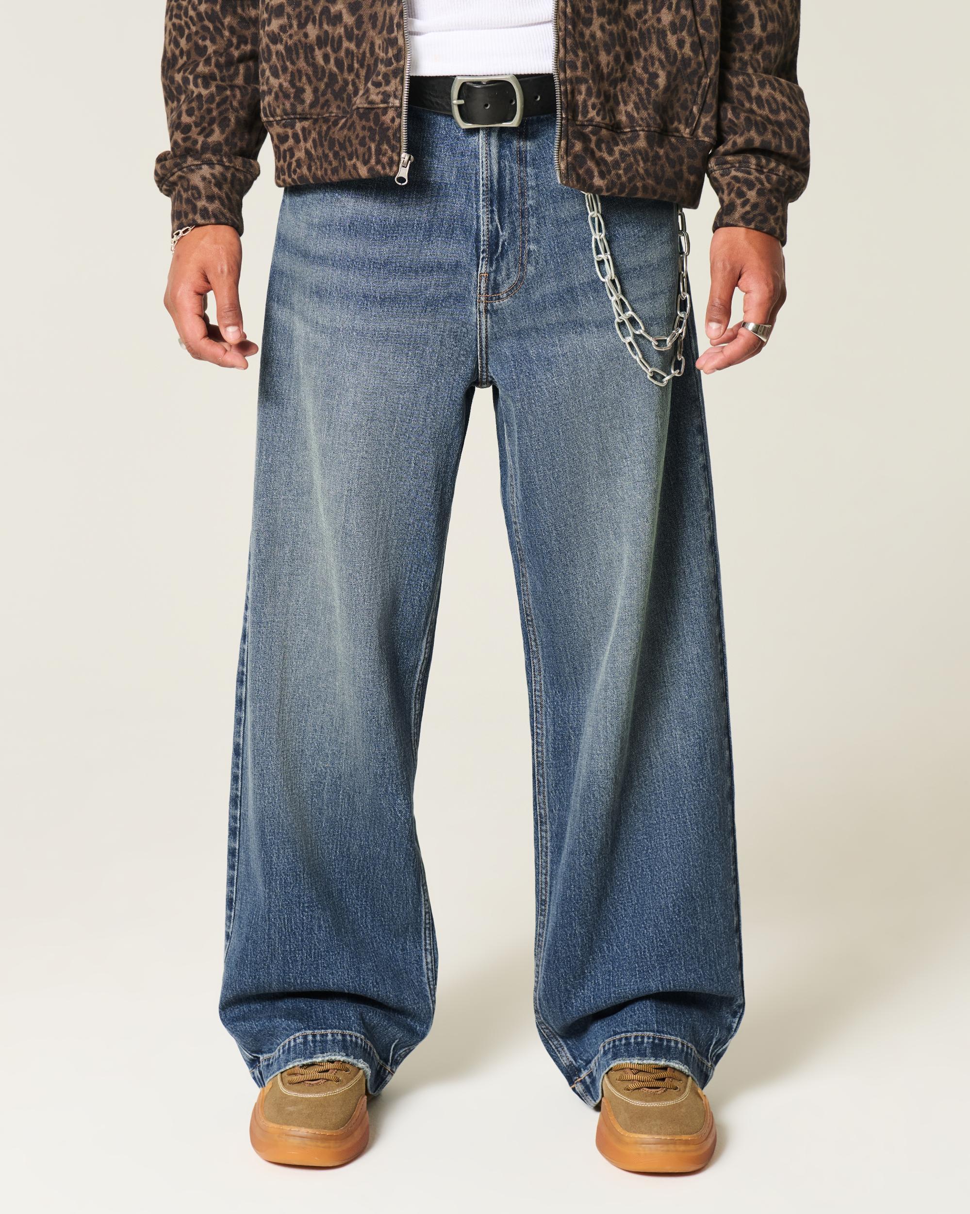 Dark Wash Dice Graphic Super Baggy Jeans Product Image