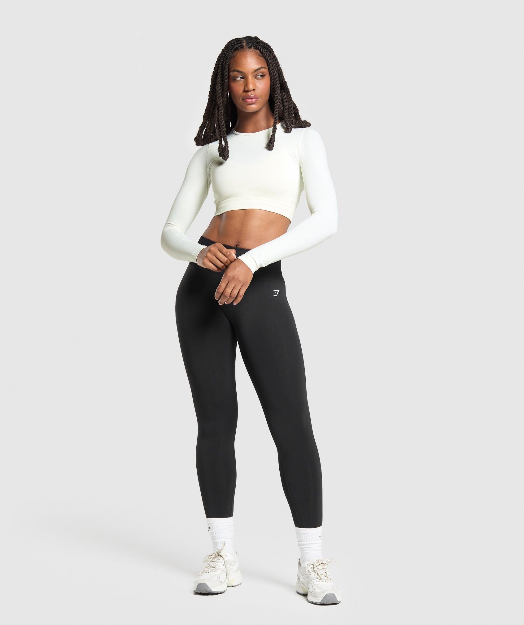 Gymshark Everyday Seamless Long Sleeve Crop Top - Soft White Female Product Image