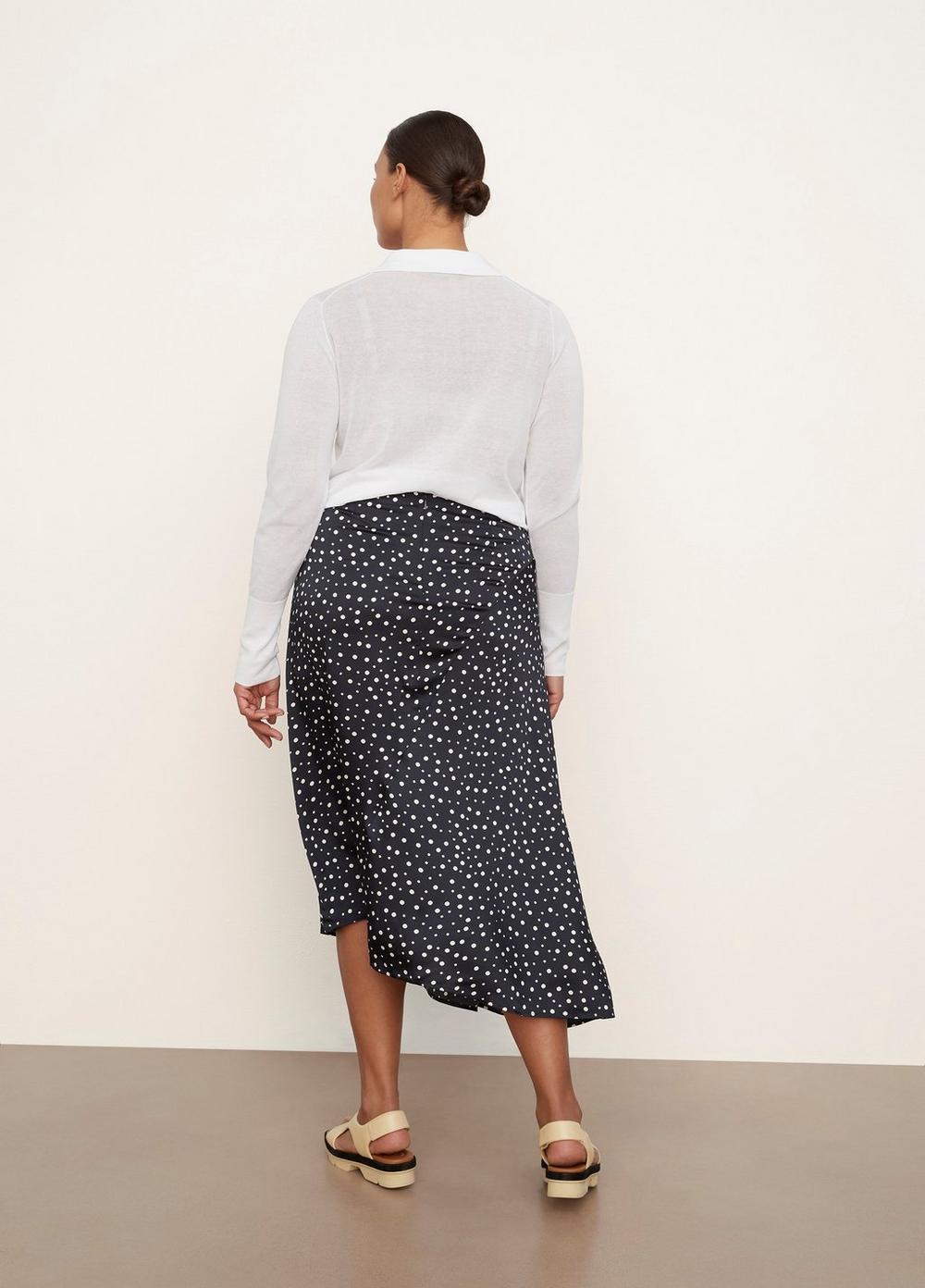 Womens Tossed Dot Draped Knot Skirt, Deep Marine, Size 1XL Vince Product Image